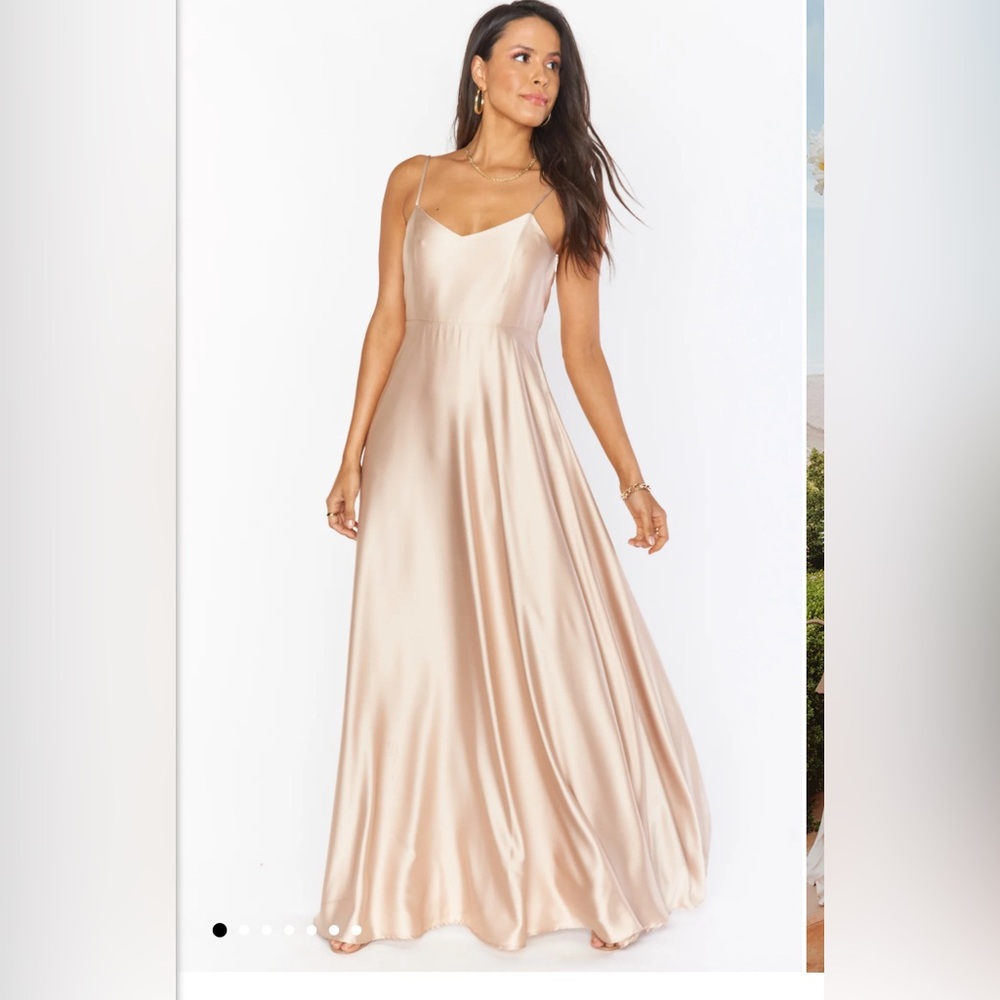 Show Me Your Mumu Faith Maxi Dress Champagne Satin Size Small